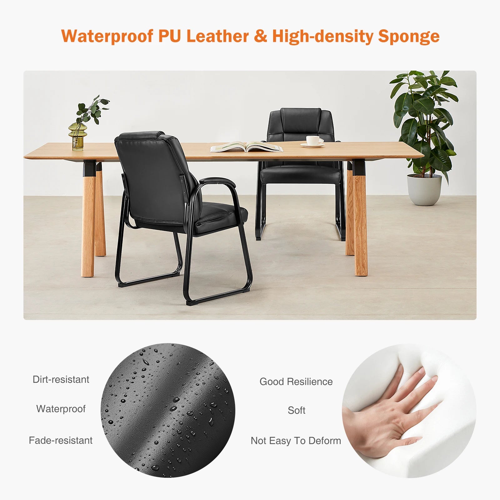 JHK Ergonomic Padded PU Leather Backrest Chair