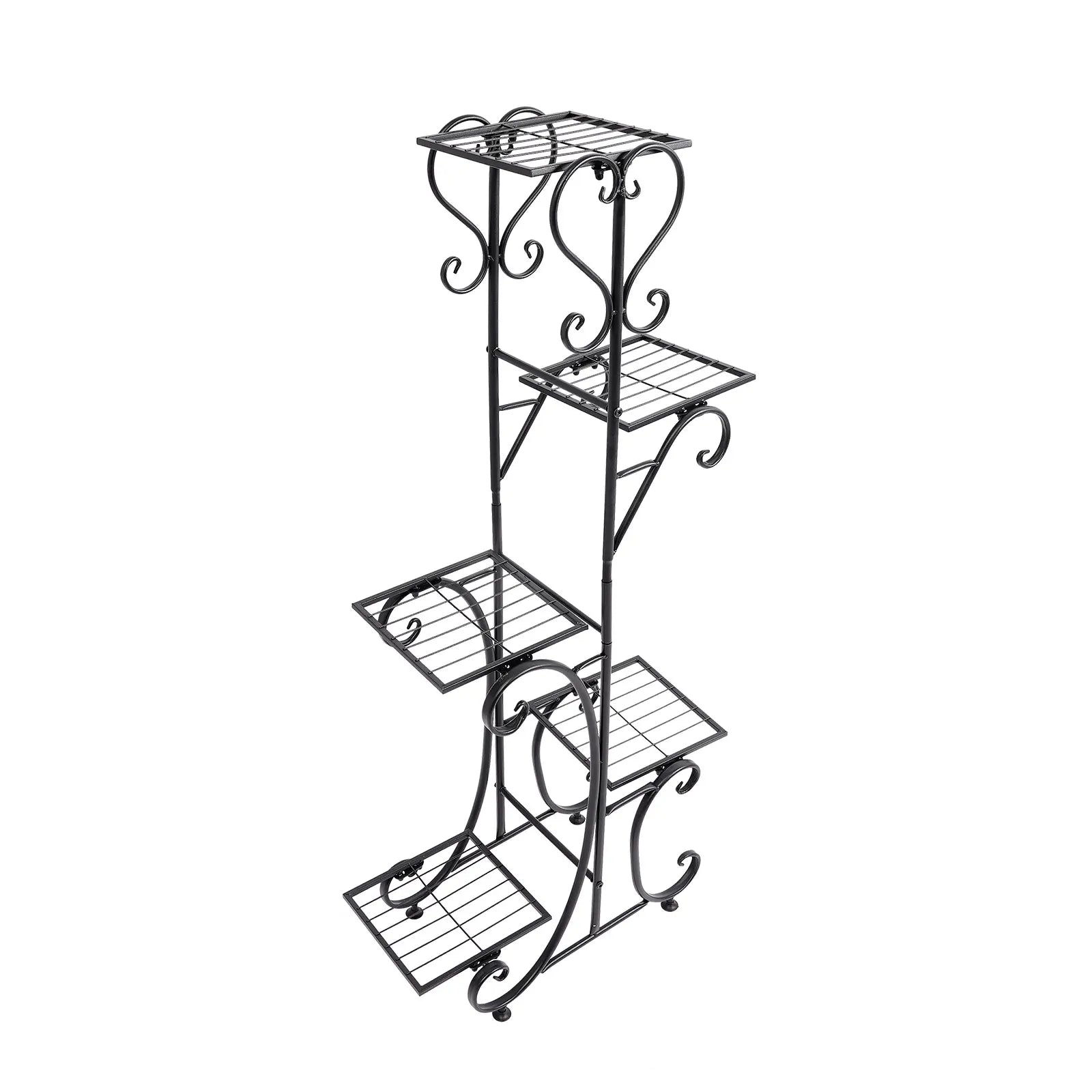 Upgraded 5-Tray Flower Stand | Floor Standing, Baking Paint, 19.689.8441.73in, Modern Style 5-Tier Plant Rack with Square Trays