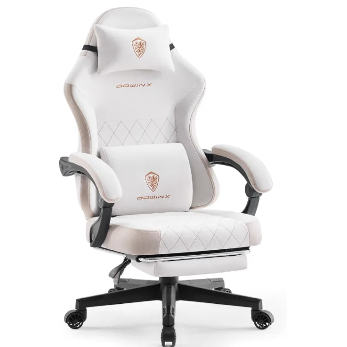 Dowinx Gaming Chair Fabric with Pocket Spring Cushion, High Back Ergonomic Computer Chair with Footrest for Adults