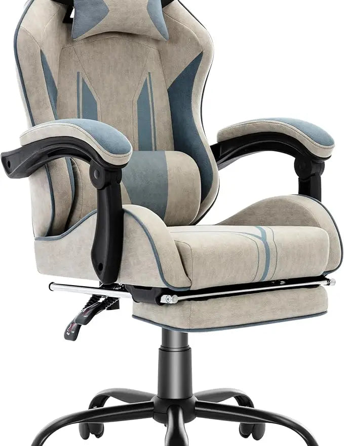 Gaming Chair with Footrest and Lumbar Support