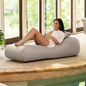 Arlo Outdoor Bean Bag Sun Lounger - Pool and Patio Chaise Recliner, Navy Blue