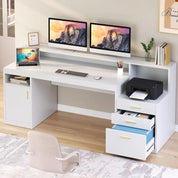 Computer Desk with 3 Drawer & Storage Shelves