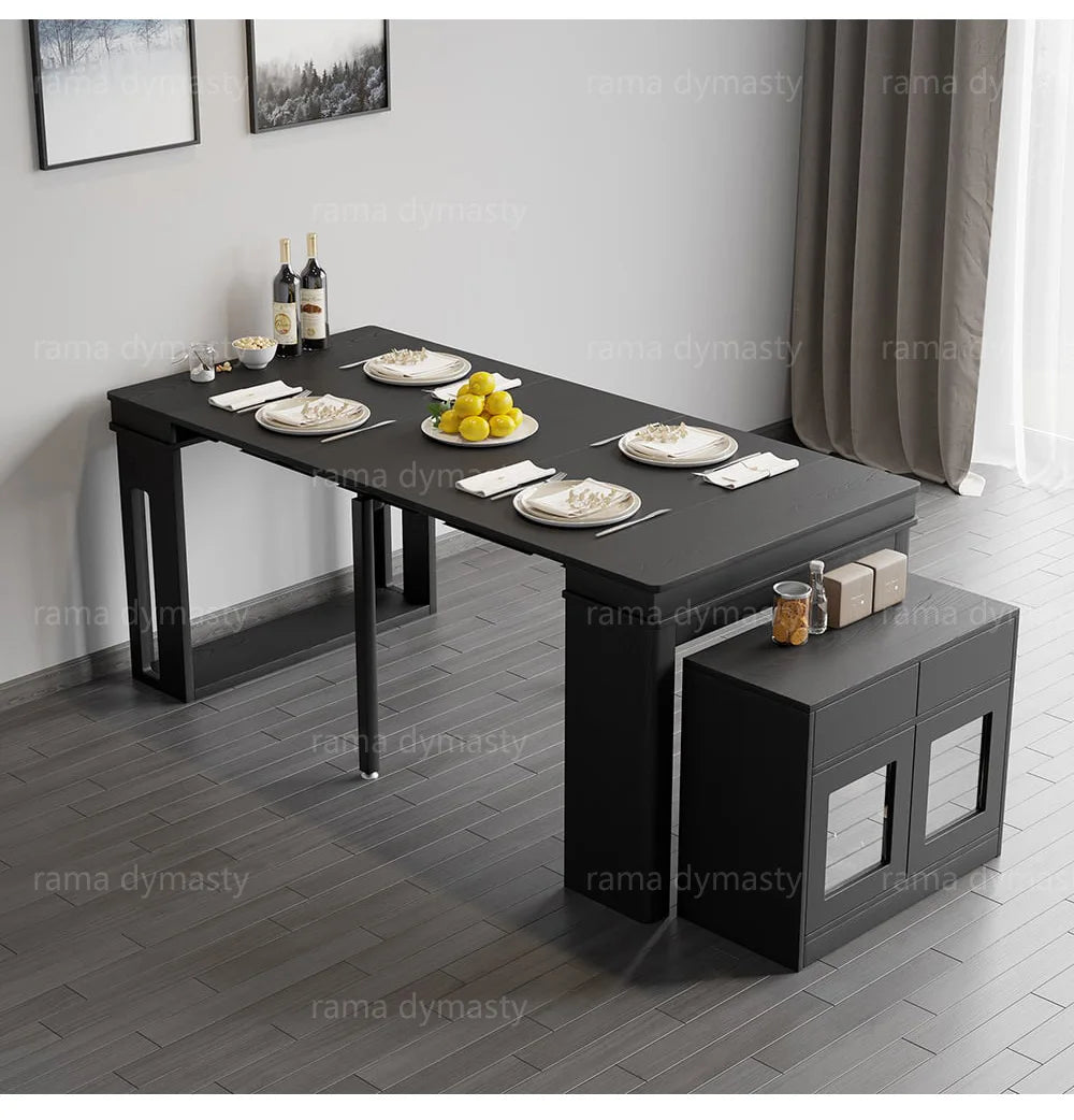 Modern Extendable Dining Table Rectangle Sideboard With Storage