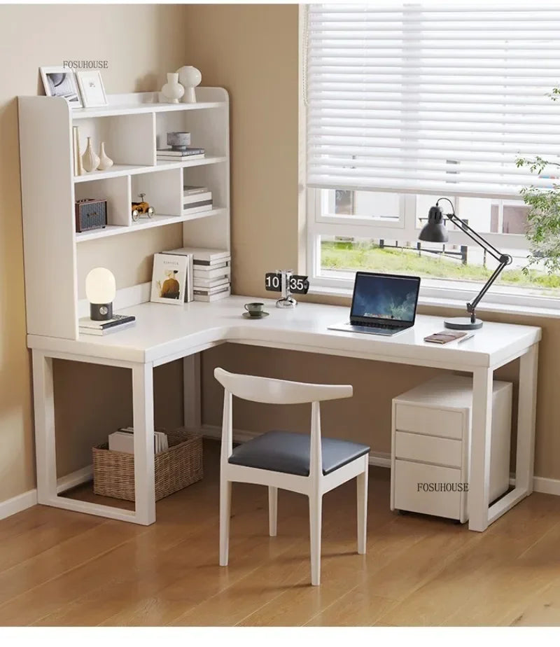 European Solid Wood Corner Computer Desks Home Desktop Computer Table L-shaped Long Writing Desks Double E-sports Gaming Table D