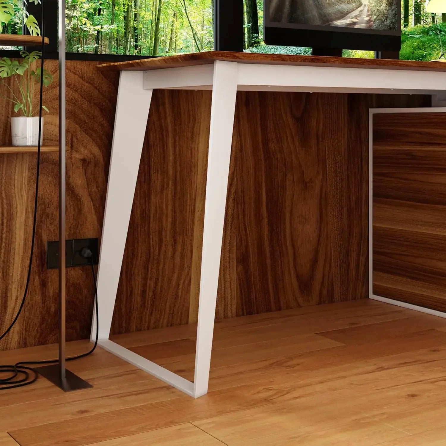 Home Office Computer Desk Corner Desk with 3 Drawers, 2 Shelves & 2 Doors, 55 Inch Large L-Shaped Study Writing Table