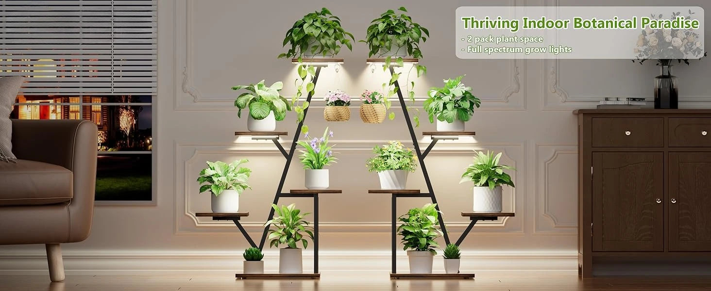 SmartSpace™ 5-Tier Corner Plant Stand with Grow Lights (2-Pack) – Indoor Vertical Plant Shelf