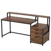FurnishSpot SpaceSmart™ Computer Desk with Storage Drawers – Retro Modern Design