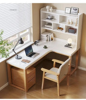 European Solid Wood Corner Computer Desks Home Desktop Computer Table L-shaped Long Writing Desks Double E-sports Gaming Table D