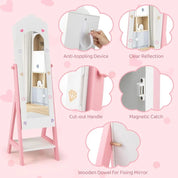 Kids Standing Jewelry Armoire with Full-Length Dress-Up Mirror, Drawers & Storage Shelves