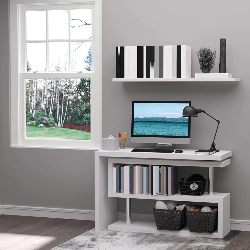 L Shaped Rotating Corner Computer Desk