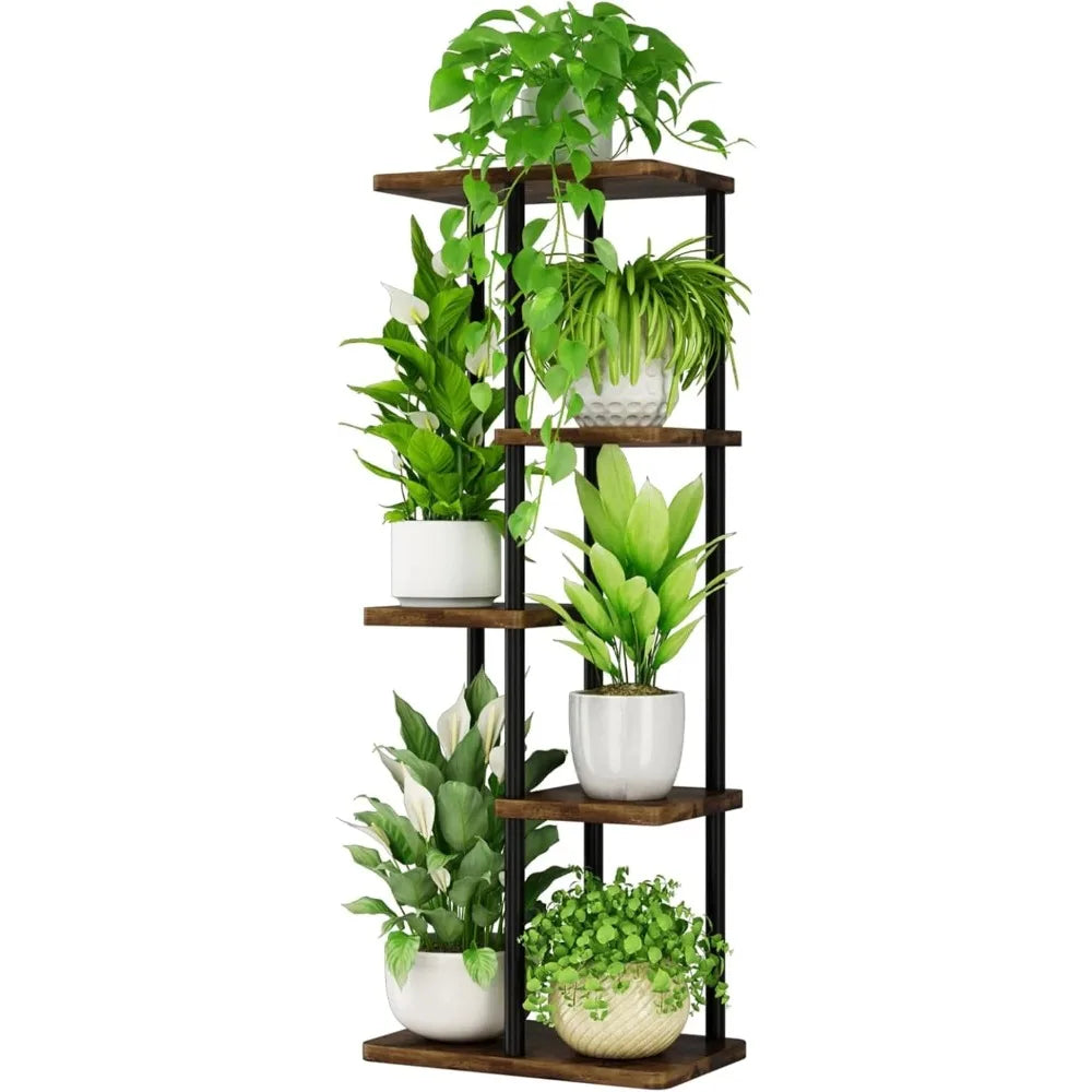 2025 Bamworld Corner Plant Stand Indoor 5 Tier Metal Plant Shelf Brown Plant Stands