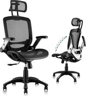 Ergonomic Office Chair with Headrest, Flip-Up Arms, 90-120° Tilt Lock and Wide Cushion