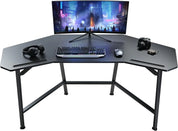 Aero Gaming Desk with Led Lights, 72" Large Wing-Shaped Studio Desk W Keyboard Tray Monitor Stand Dual Headphon