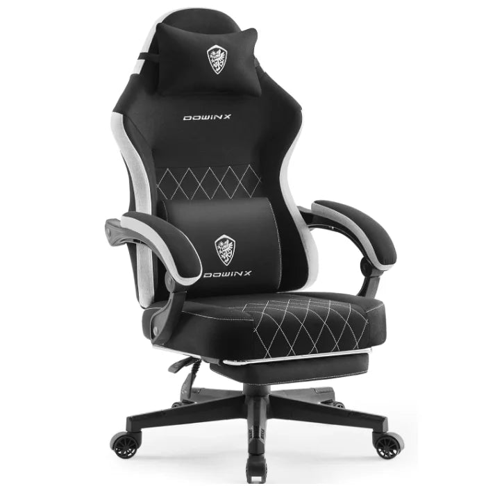 Dowinx Gaming Chair Fabric with Pocket Spring Cushion, High Back Ergonomic Computer Chair with Footrest for Adults