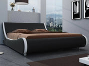 Bed Frame Full Size, Modern Low Profile Platform Stylish Faux Leather Upholstered Sleigh Bed with Adjustable Headboard,Bed Frame