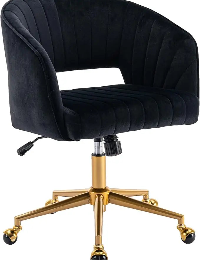 Home Office Chair Swivel Velvet Desk Chair Accent Armchair Upholstered Modern Tufted Chairs with Gold Base